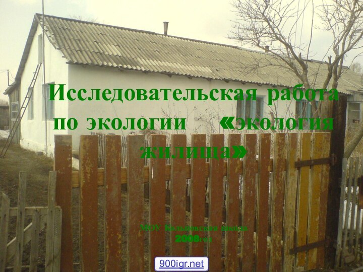 Исследовательская работа по экологии  «экология жилища»   МОУ Кольцовская школа 2008год