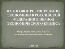 НАЛОГОВОЕ РЕГУЛИРОВАНИЕ ЭКОНОМИКИ В РОССИЙСКОЙ ФЕДЕРАЦИИ В ПЕРИОД ЭКОНОМИЧЕСКОГО КРИЗИСА