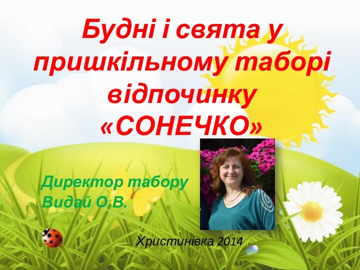 Будні і свята у пришкільному таборі відпочинку «СОНЕЧКО»Директор таборуВидай О.В.Христинівка 2014