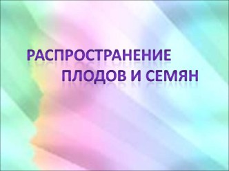 распространение плодов и семьян