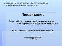 Опыт проектной деятельности с учащимися начальных классов