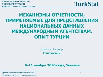 МЕХАНИЗМЫ ОТЧЕТНОСТИ, ПРИМЕНЯЕМЫЕ ДЛЯ ПРЕДСТАВЛЕНИЯ НАЦИОНАЛЬНЫХ ДАННЫХ МЕЖДУНАРОДНЫМ АГЕНТСТВАМ. ОПЫТ ТУРЦИИ