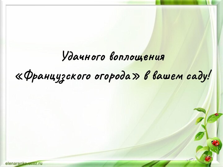 Удачного воплощения«Французского огорода» в вашем саду!