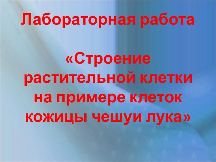 Лабораторная работа  «Строение растительной клетки на примере клеток кожицы чешуи лука»