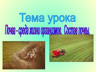 Почва - среда жизни организмов. Состав почвы