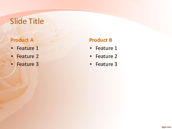 Slide TitleProduct AFeature 1Feature 2Feature 3Product BFeature 1Feature 2Feature 3