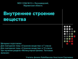 Внутреннее строение вещества