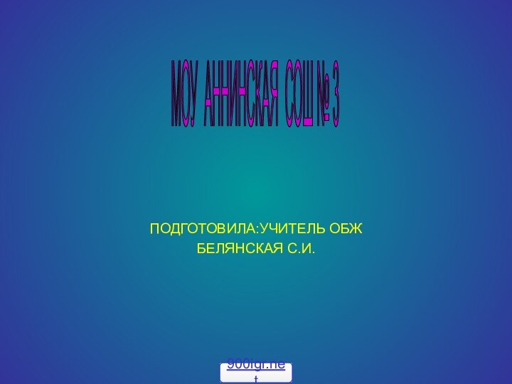 ПОДГОТОВИЛА:УЧИТЕЛЬ ОБЖ БЕЛЯНСКАЯ С.И. МОУ АННИНСКАЯ СОШ № 3