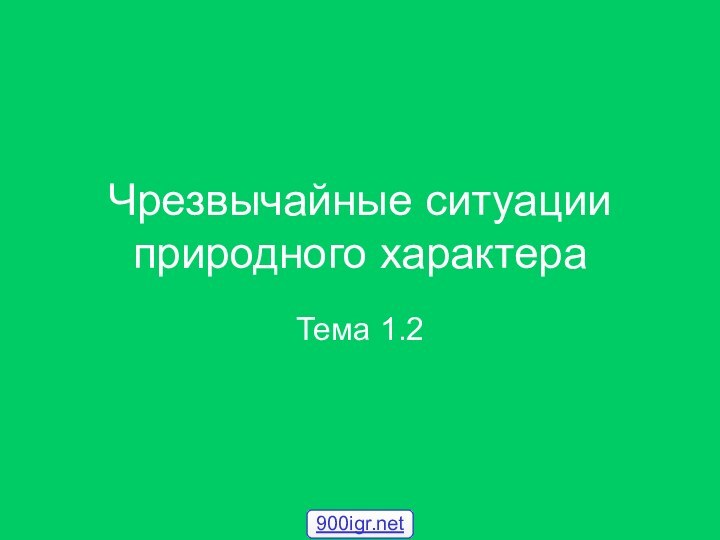 Чрезвычайные ситуации природного характераТема 1.2