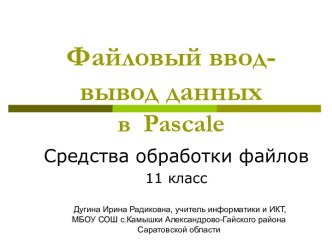 Файловый ввод-вывод данных в Pascalе