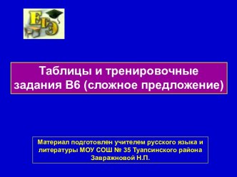 Таблицы и тренировочные задания В6 (сложное предложение)