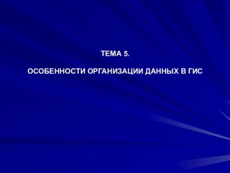 Особенности организации данных в ГИС