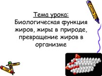 Биологическая функция жиров, жиры в природе, превращение жиров в организме