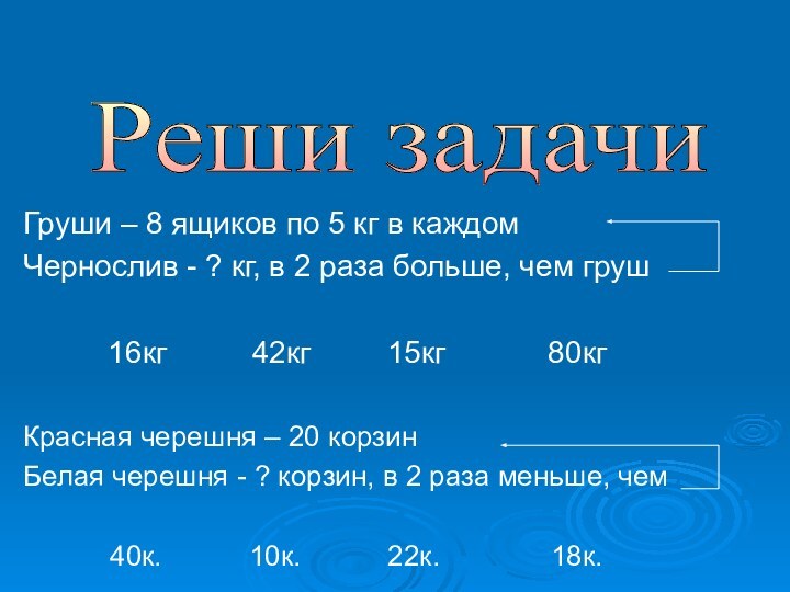 Груши – 8 ящиков по 5 кг в каждомЧернослив - ?