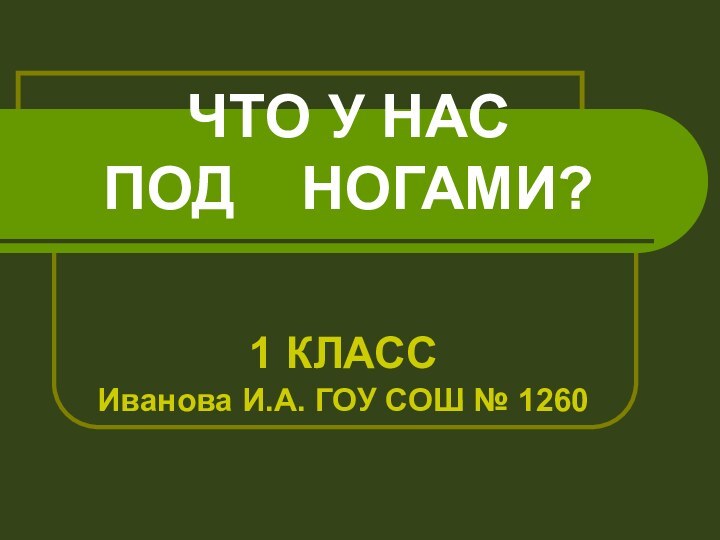 ЧТО У НАС  ПОД  НОГАМИ?1 КЛАССИванова И.А. ГОУ СОШ № 1260