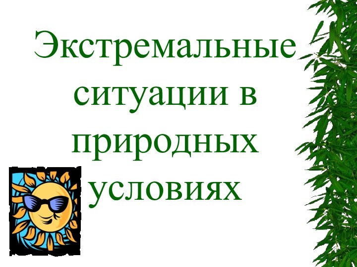 Экстремальные ситуации в природных условиях