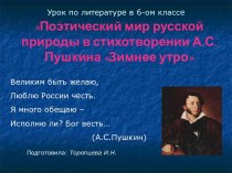 Поэтический мир русской природы в стихотворении А.С. Пушкина Зимнее утро