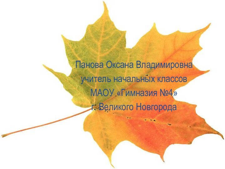 Панова Оксана Владимировнаучитель начальных классов МАОУ «Гимназия №4»г. Великого Новгорода