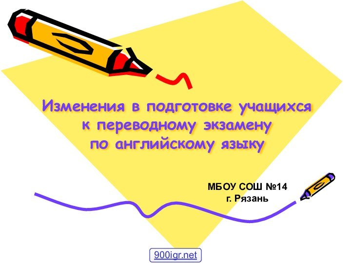 Изменения в подготовке учащихся  к переводному экзамену  по английскому языкуМБОУ СОШ №14 г. Рязань