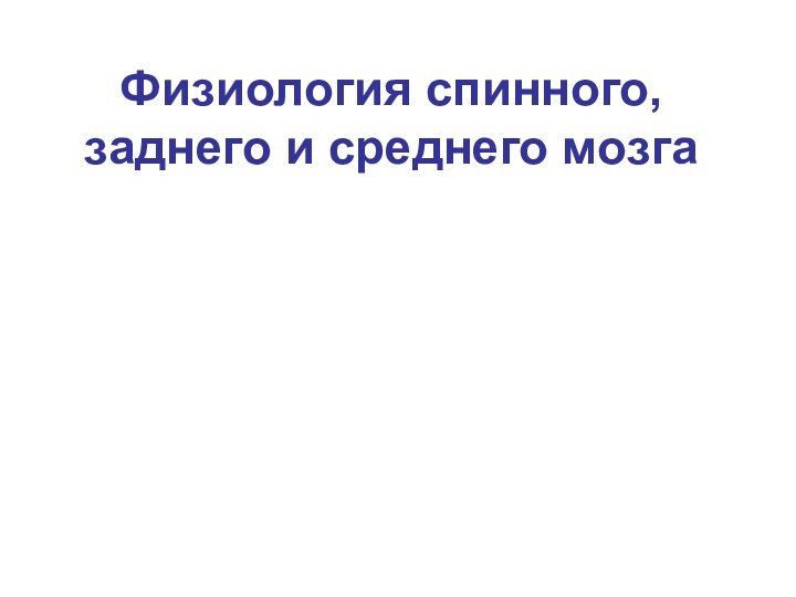 Физиология спинного, заднего и среднего мозга