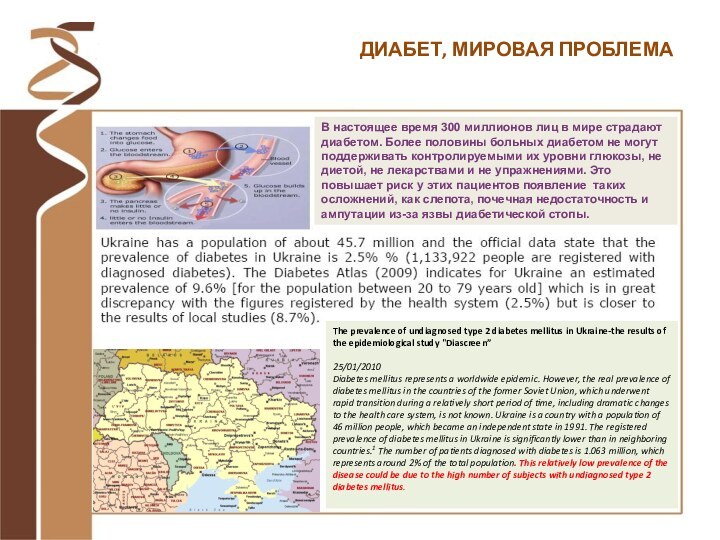 В настоящее время 300 миллионов лиц в мире страдают диабетом. Более половины