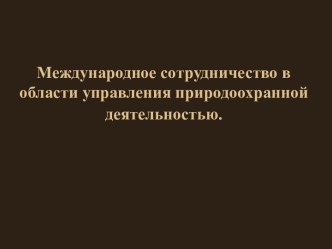 Международное сотрудничество в области управления природоохранной деятельностью