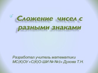 Сложение чисел с разными знаками