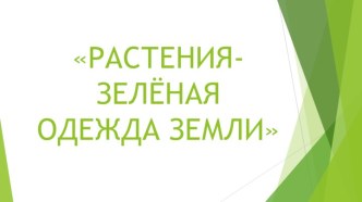 Растения – зеленая одежда Земли