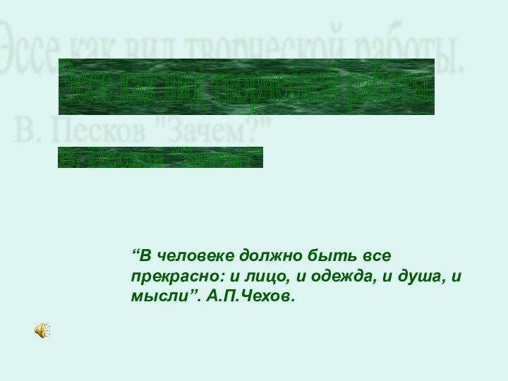 Эссе как вид творческой работы. В. Песков 