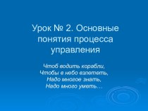 Основные понятия процесса управления