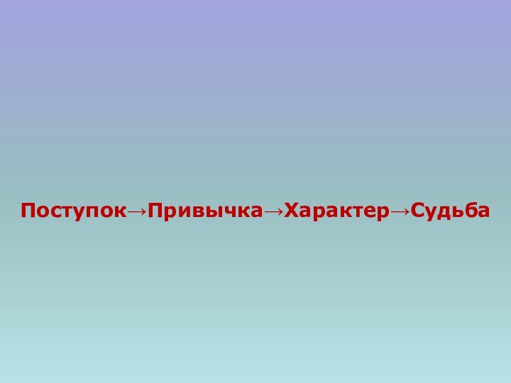 Поступок→Привычка→Характер→Судьба