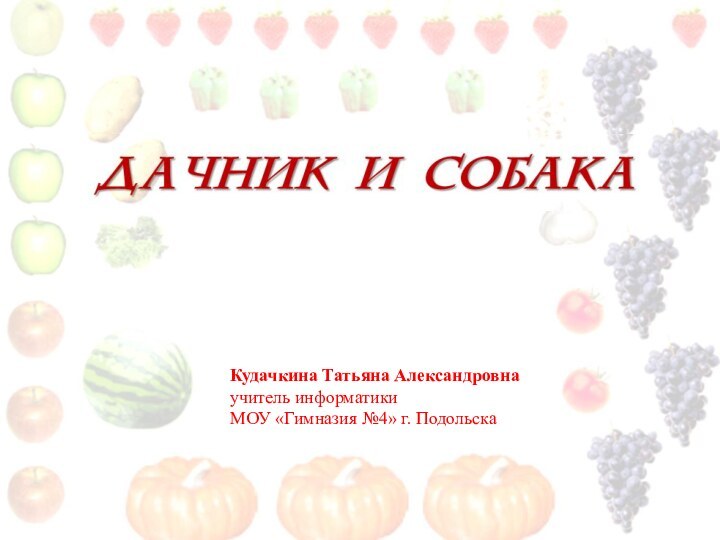 Кудачкина Татьяна Александровнаучитель информатикиМОУ «Гимназия №4» г. Подольска