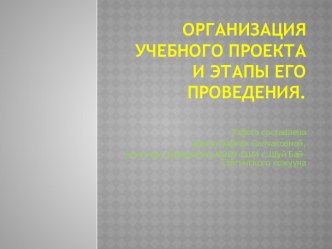 Организация учебного проекта и этапы его проведения