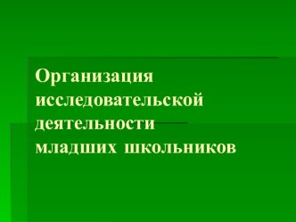 Организация исследовательской деятельности младших школьников