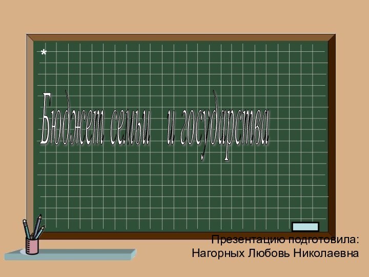 Бюджет семьи  и государства *Презентацию подготовила: Нагорных Любовь Николаевна