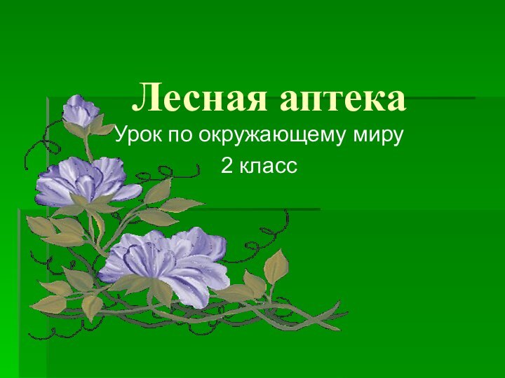 Лесная аптекаУрок по окружающему миру2 класс