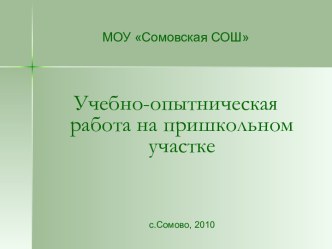 Учебно-опытническая работа на пришкольном участке