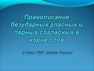 Правописание безударных гласных и парных согласных в корне слова