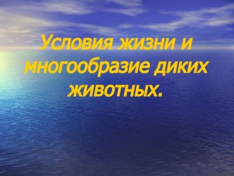 Условия жизни и многообразие диких животных