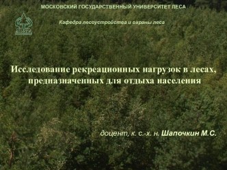 Исследование рекреационных нагрузок в лесах, предназначенных для отдыха населения