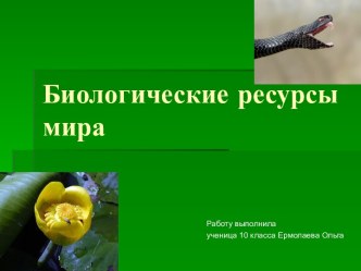 Биологические ресурсы мира (10 класс)