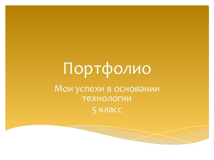 ПортфолиоМои успехи в основании технологии5 класс