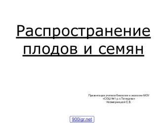 Распространение плодов и семян