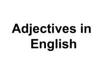 Adjectives in English