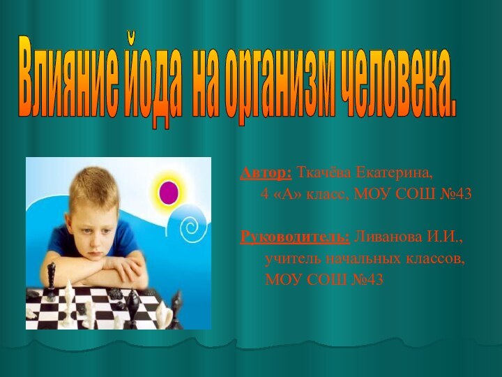 Автор: Ткачёва Екатерина,   4 «А» класс, МОУ СОШ №43Руководитель: Ливанова