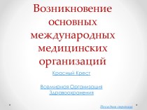 Возникновение основных международных медицинских организаций