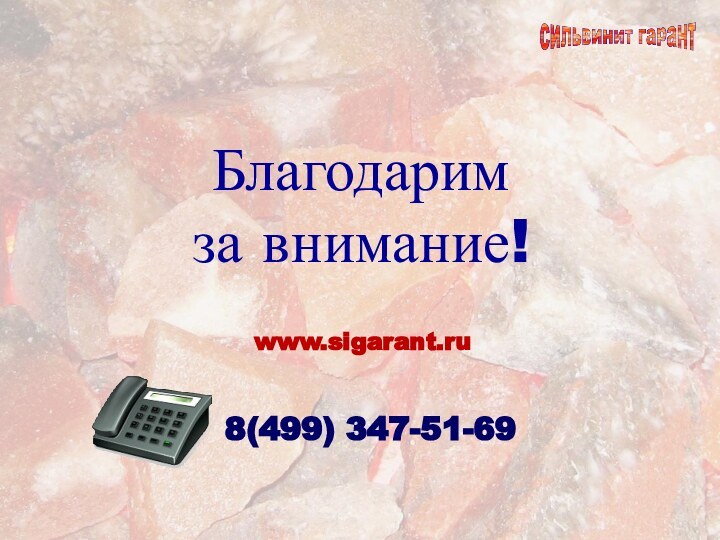 Благодарим за внимание!8(499) 347-51-69www.sigarant.ru