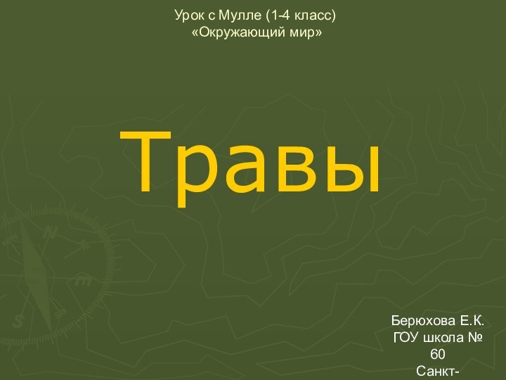 ТравыБерюхова Е.К.ГОУ школа № 60Санкт-ПетербургУрок с Мулле (1-4 класс)  «Окружающий мир»