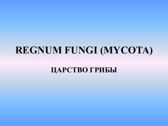 REGNUM FUNGI (MYCOTA) ЦАРСТВО ГРИБЫ