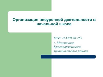 Организация внеурочной деятельности в начальной школе